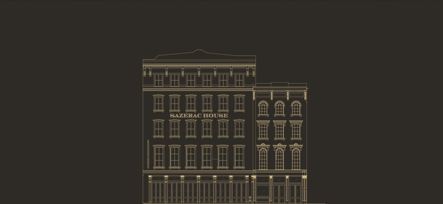 Map showing outline of the front of the Sazerac House