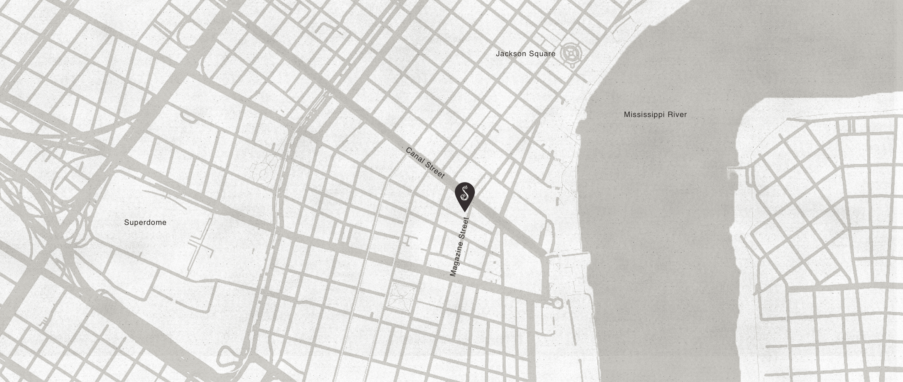 Map showing location of the Sazeerac House in New Orleans